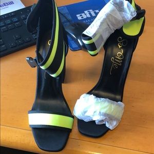 Lime green block heels